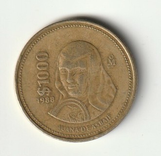 Mexico 1988 1000 Pesos Sor Juana Large Bronze Coin