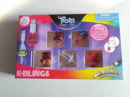 New 5 Pack Collectable Trolls World Tour, K-Bling Cable Protectors