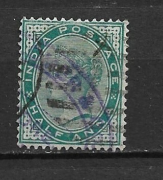 1882 India Sc36 ½a Queen Victoria used