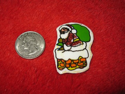 1970's Christmas Themed Refrigerator Magnet: santa on Rooftop