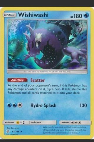 NM Rare Holo Wishiwashi Sun and Moon Cosmic Eclipse Pokemon card TCG