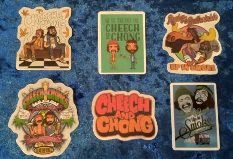 6 - "CHEECH & CHONG" STICKERS ( 1 Free Sticker)