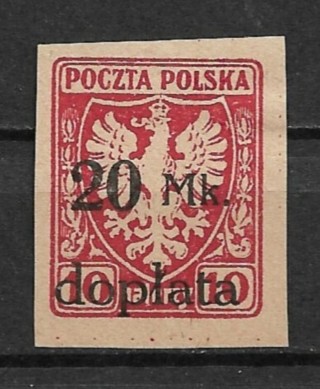 1921 Poland ScJ37 Postage Due surcharged 20m on 10k unused