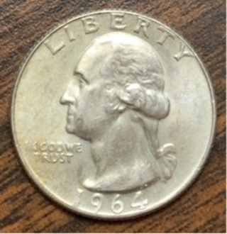 1964D 90% Silver Washington Quarter with Bonus