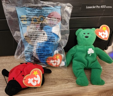 NEW - TY Teenie Beanie Babies - "Lucky", "Erin" & "Rocket"