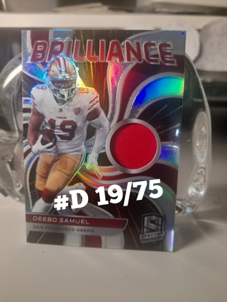 DEEBO SAMUEL Brilliance #D 19/75 Game Used Jersey Chrome 49ers