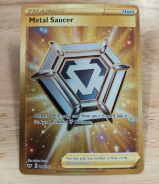 NM Gold Secret Rare Metal Saucer Pokemon card