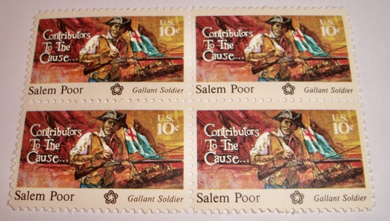 Scott #1560, Salem Poor, Pane of 4 Useable 10¢ US Postage Stamps