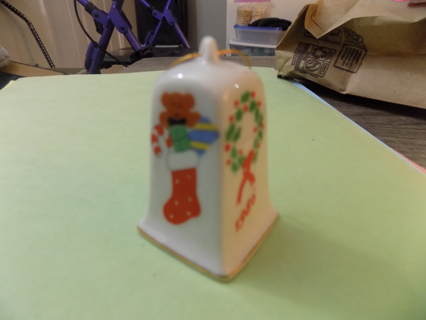 2 1/2 inch tall porcelain square bell ornament 1986 