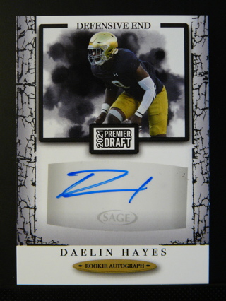 2021 Sage Premier Draft #A51 Daelin Hayes Rookie Autograph