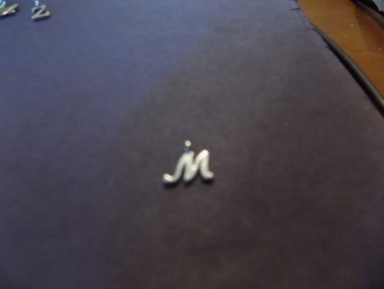 Silvertone cursive letter M charm