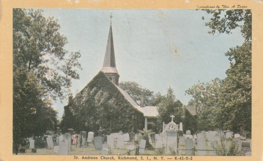 Vintage Used Postcard: 1948 St Andews Chirch, Richmond, Staten Islands, NY