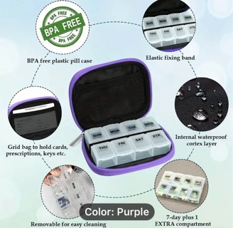 Brand new, purple medicine case