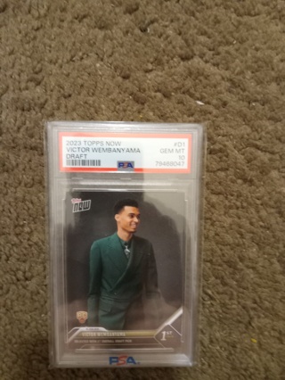 2023 Topps Now Victor Wembanyama PSA Graded 10 Rookie Card.