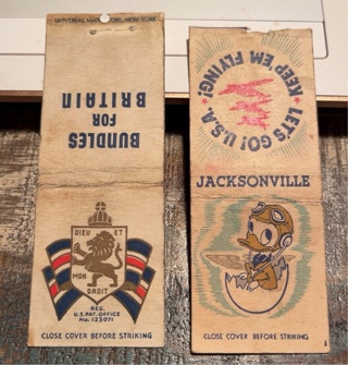 Vintage WWII Military Support Matchbook Covers