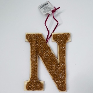 Brown Sweater Initial N Ornament 