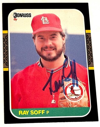 Autographed 1987 Donruss #631 Ray Soff Rookie Card St. Louis Cardinals