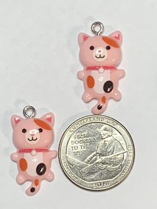 CAT CHARMS~#3~PINK~SET OF 2 CHARMS~FREE SHIPPING!