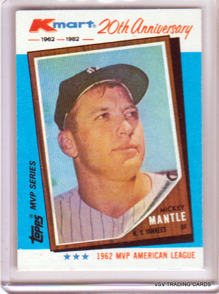 Mickey Mantle, 1982 Topps K-Mart Card #1 of 44, New York Yankees, HOFr