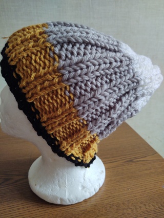 Hand Knit Patchwork Stripe Hat