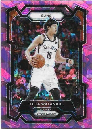 2023-24 PRIZM YUTA WATANABE PINK CRACKED ICE PRIZM REFRACTOR CARD