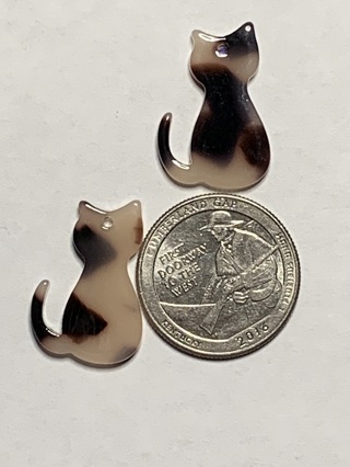 CAT CHARMS~#4~MARBLE COLORED~SET OF 2~FREE SHIPPING!