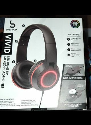 Vivid Led Light-Up Wired Stereo Headphones With built-in mic (BRAND NEW)