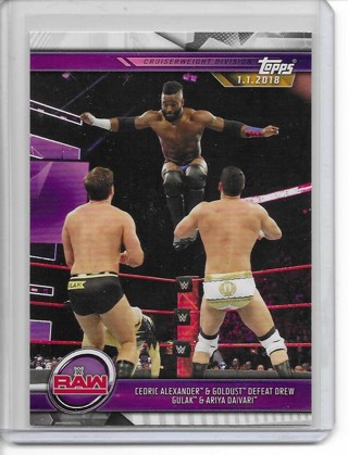 2019 Topps WWF/WWE Cedric Alexander & Goldust Defeats Drew Gulak & Ariya Daivari Card #46 