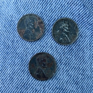 3 x 1943 STEEL LINCOLN WHEAT CENT PENNYs