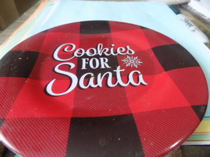 Melamine 7 1 /2 inch round red plaid cookies for Santa plate