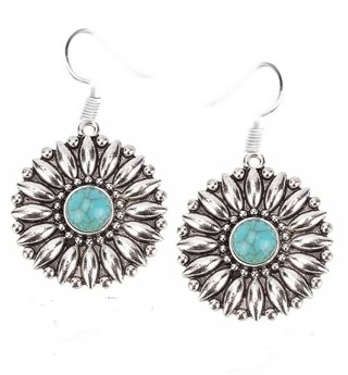 SP TURQUOISE SUNFLOWER EARRINGS (PLEASE READ DESCRIPTION) 