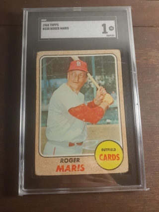 Roger Maris - 1968 Topps Baseball Card SGC Grade 1