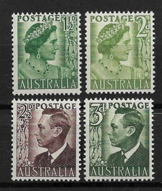 1950-1 Australia Sc230-3 King George VI & queen Elizabeth MNH C/S of 4