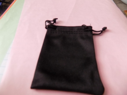 Black satin drawstring jewelry bag 3 x 2 1/2
