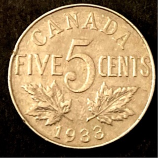 Canada 1933 coin 5 cent 