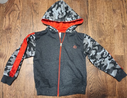 NEW - RBX - Boys gray camo print zip up hooded jacket - size 5/6