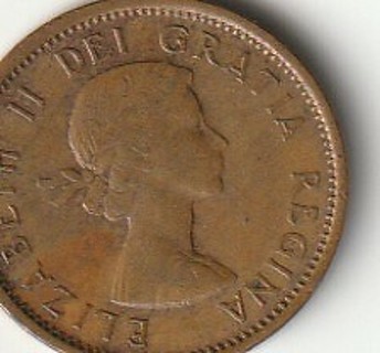 1959 Canadian Elizabeth II 1 Cent