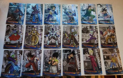 DRAGON BALL Z COLLECTORS HOLO SUPER RARE LOT (18) TOTAL NM