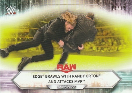 2021 Topps WWE - Edge vs Randy Orton "CITRINE" Parallel SP numbered 13/75