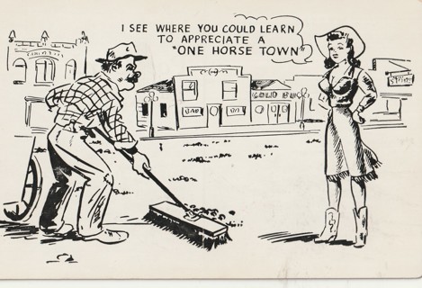 Vintage Unused Postcard: Comic: One Horse Town