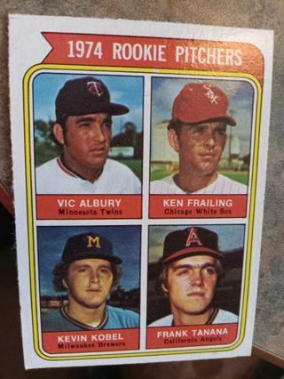 1975 TOPPS- 1974 ROOKIE PITCHERS-ALBURY/FRAILING/KOBEL/TANANA BASEBALL CARD# 605