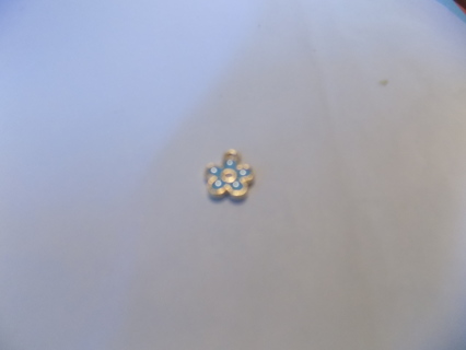 Small 5 petal flower charm with rounded edges on petal blue enamel