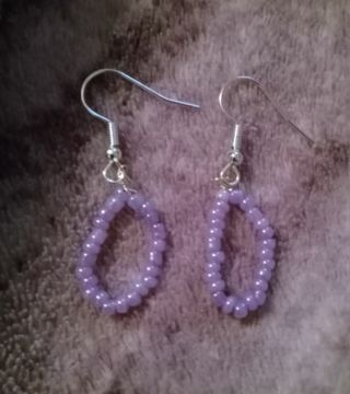 Purple lavender Seed bead egg shape hook earrings nip