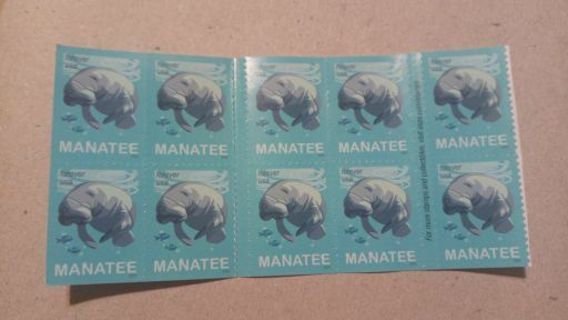 MANATEE 10- FOREVER US POSTAGE STAMPS..