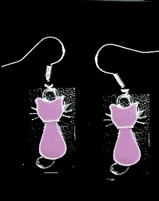 GP ENAMEL LIGHT PINK CAT EARRINGS #3 (PLEASE READ DESCRIPTION