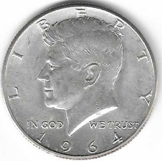 1964 Kennedy Half Dollar 90% Silver U.S. 50 Cent Coin