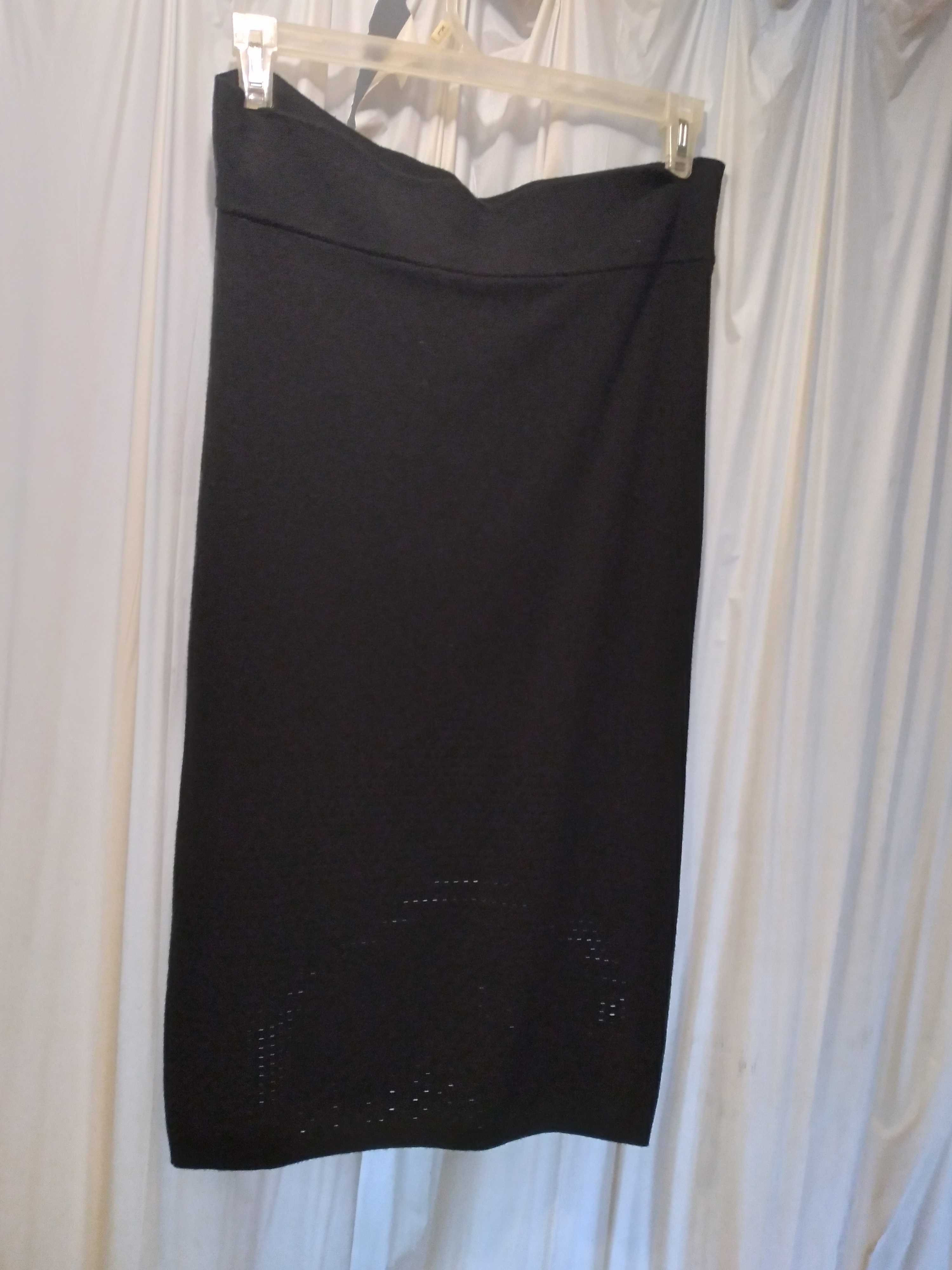Express Solid Black Eyelet Midi Pencil Skirt Size XL