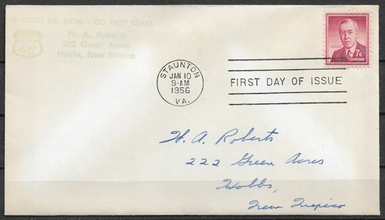 1956 Sc1040 7¢ Woodrow Wilson FDC