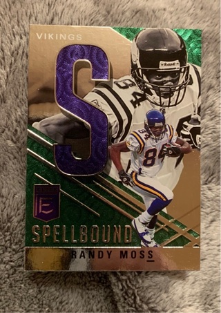 Randy Moss 2021 Donruss Elite Spellbound Green “S"