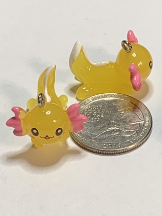 AXOLOTL DRAGON CHARMS~#1~YELLOW~SET OF 2 DRAGONS~FREE SHIPPING!